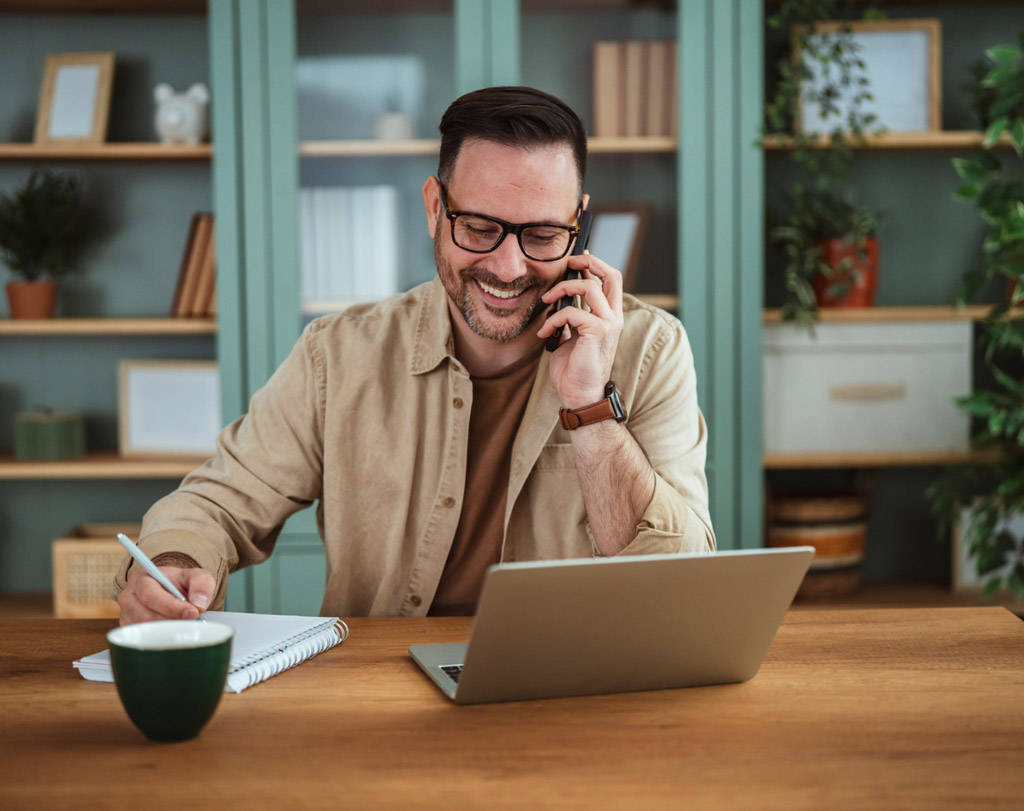 Man working at modern office desk